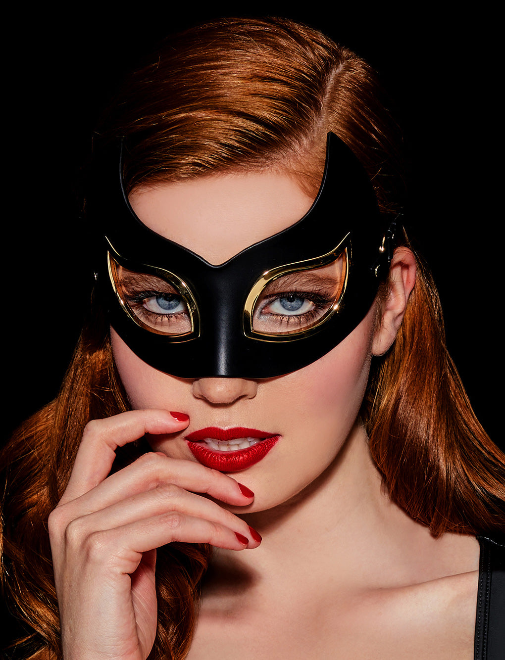 Black Leather Cat Mask